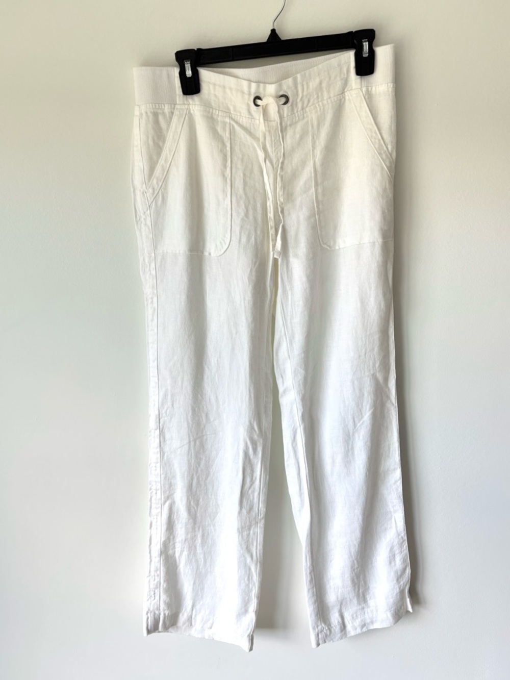 Athleta White Linen Cabo Pant Drawstring Waist Flowy Relaxed Beach Quiet Luxury